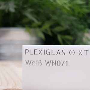 Kostenfreier Zuschnitt PLEXIGLAS® XT weiß WN297 in 3 mm Stärke 52,99€/m² 